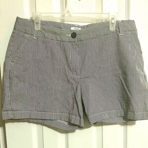 Crown Women's Pinstriped Blue and White Shorts